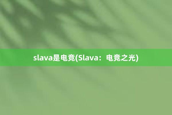 slava是电竞(Slava：电竞之光)