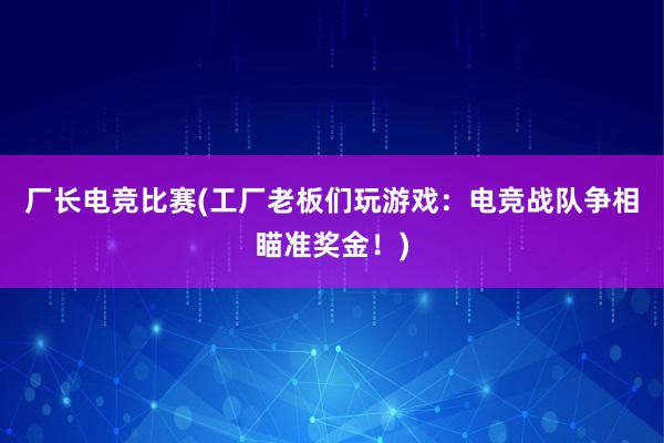 厂长电竞比赛(工厂老板们玩游戏：电竞战队争相瞄准奖金！)