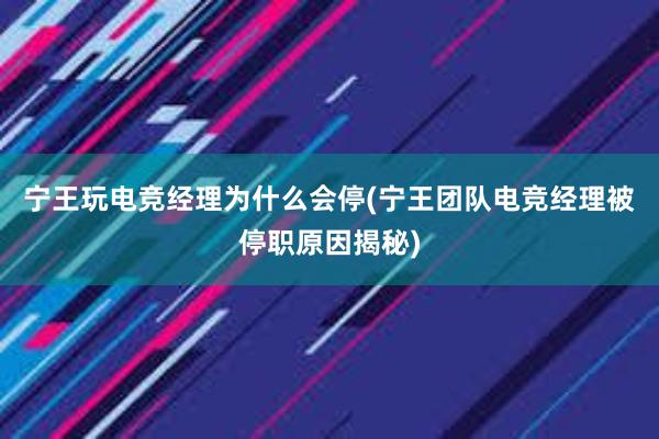 宁王玩电竞经理为什么会停(宁王团队电竞经理被停职原因揭秘)