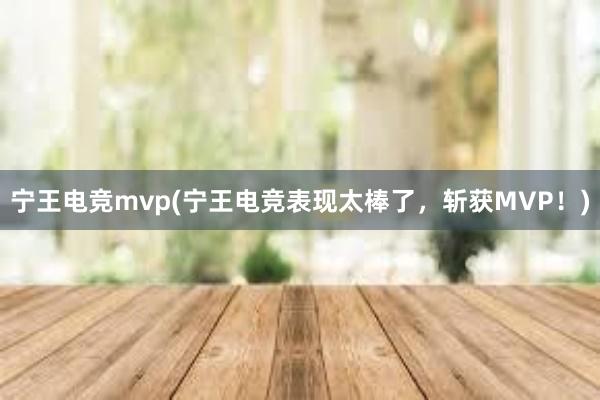 宁王电竞mvp(宁王电竞表现太棒了，斩获MVP！)