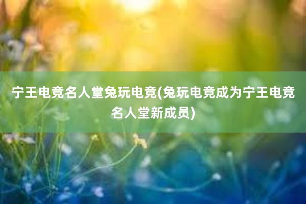 宁王电竞名人堂兔玩电竞(兔玩电竞成为宁王电竞名人堂新成员)