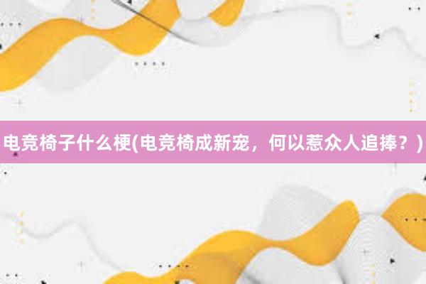 电竞椅子什么梗(电竞椅成新宠，何以惹众人追捧？)